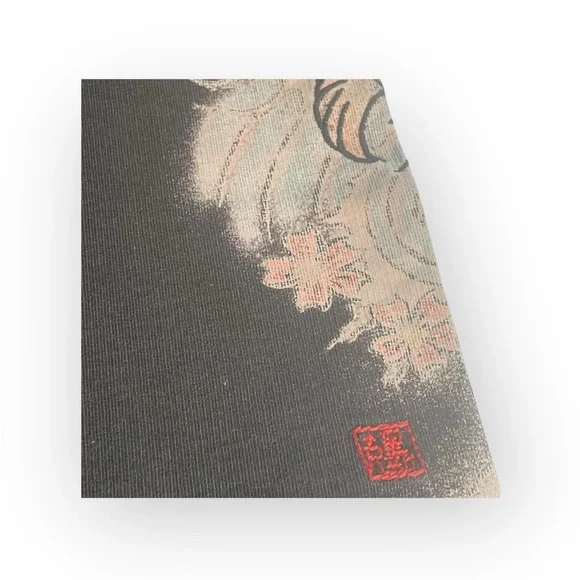 Vintage Y2K: Lucky 𓆝 Asian Koi Floral Embroidered Sweatpants 𓆝 Faded Black 𓆝 M